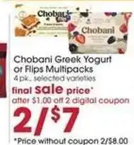 Giant Eagle Chobani Greek Yogurt or Flips Multipacks offer
