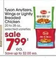 Giant Eagle Tyson Any'tizers, Wings or Lightly Breaded Chicken offer