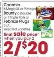 Giant Eagle Charmin, Bounty, Febreze Plugs offer
