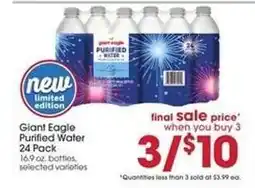 Giant Eagle Giant Eagle Purified Water 24 Pack offer
