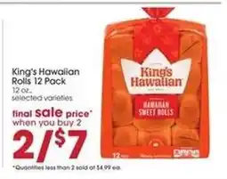 Giant Eagle King's Hawaiian Rolls 12 Pack offer