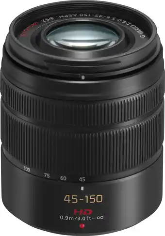 Best Buy Panasonic - Lumix G Vario 45-150mm f/4.0-5.6 ASPH. Mega O.I.S. Zoom Lens - black offer