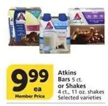 Albertsons Atkins Bars or Shakes offer