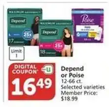 Albertsons Depend or Poise offer