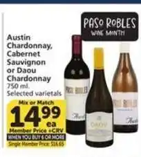 Albertsons Austin Chardonnay, Cabernet Sauvignon or Daou Chardonnay offer