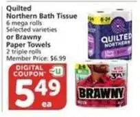 Albertsons Quilted Northern Bath Tissue or Brawny Paper Towels offer