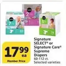Albertsons Signature SELECT or Signature Care Supreme Diapers offer