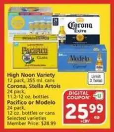 Albertsons High Noon Variety, Corona, Stella Artois, Pacifico or Modelo offer