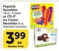 Albertsons Popsicle Novelties or ITS-IT Ice Cream Novelties offer