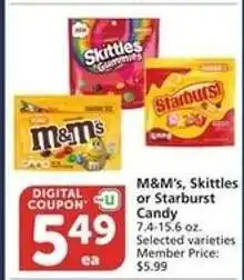 Albertsons M&M's, Skittles or Starburst Candy offer