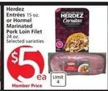 Albertsons Herdez Entrées or Hormel Marinated Pork Loin Filet offer