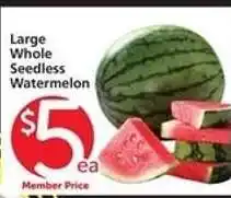 Albertsons Large Whole Seedless Watermelon offer