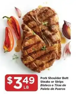 Food 4 Less Pork Shoulder Butt Steaks or Strips offer