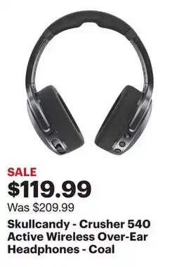 Best Buy Skullcandy - Crusher 540 Active Wireless Over-Ear Headphones - Coal offer