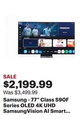 Best Buy Samsung - 77 Class S90F Series OLED 4K UHD SamsungVision AI Smart Tizen TV (2025) offer