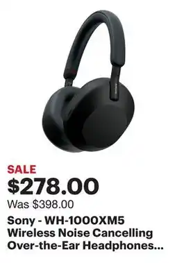 Best Buy Sony - WH-1000XM5 Wireless Noise Cancelling Over-the-Ear Headphones - Black offer