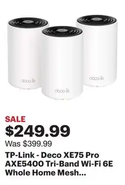 Best Buy TP-Link - Deco XE75 Pro AXE5400 Tri-Band Wi-Fi 6E Whole Home Mesh System (3-Pack) - White offer