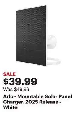 Best Buy Arlo - Mountable Solar Panel Charger, 2025 Release - White offer