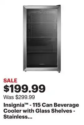 Best Buy Insignia - 115 Can Beverage Cooler with Glass Shelves - Stainless Steel Look offer