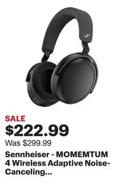Best Buy Sennheiser - MOMEMTUM 4 Wireless Adaptive Noise-Canceling Over-The-Ear Headphones - Black offer