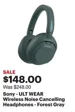 Best Buy Sony - ULT WEAR Wireless Noise Cancelling Headphones - Forest Gray offer