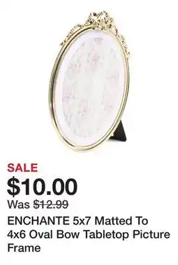 Marshalls ENCHANTE 5x7 Matted To 4x6 Oval Bow Tabletop Picture Frame offer