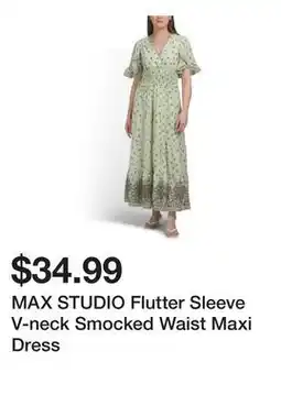 Marshalls MAX STUDIO Flutter Sleeve V-neck Smocked Waist Maxi Dress offer