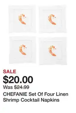 Marshalls CHEFANIE Set Of Four Linen Shrimp Cocktail Napkins offer