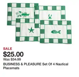 Marshalls BUSINESS & PLEASURE Set Of 4 Nautical Placemats offer