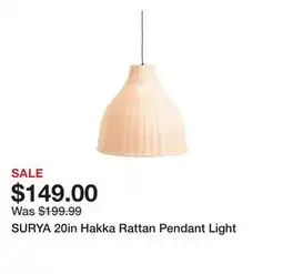 Marshalls SURYA 20in Hakka Rattan Pendant Light offer