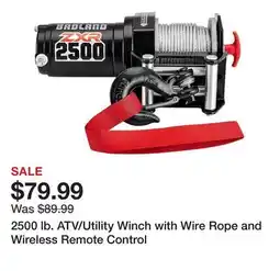 Harbor Freight Tools 2500 lb. ATV/Utility Winch with Wire Rope and Wireless Remote Control offer