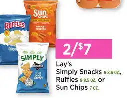 Heinen's Lay's Simply Snacks 6-8.5 OZ., Ruffles 8-8.5 OZ. or Sun Chips 7 OZ offer