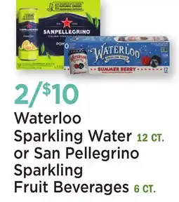 Heinen's Waterloo Sparkling Water 12 CT. or San Pellegrino Sparkling Fruit Beverages 6 CT offer