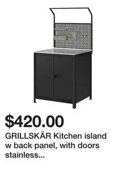 Ikea GRILLSKÄR Kitchen island w back panel, with doors stainless steel/outdoor offer