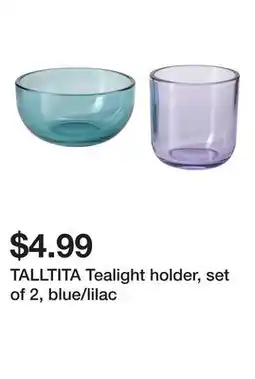 Ikea TALLTITA Tealight holder, set of 2, blue/lilac offer