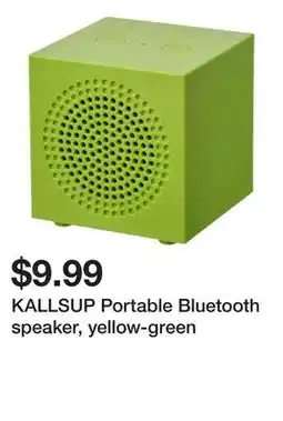 Ikea KALLSUP Portable Bluetooth speaker, yellow-green offer