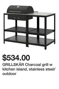 Ikea GRILLSKÄR Charcoal grill w kitchen island, stainless steel/outdoor offer