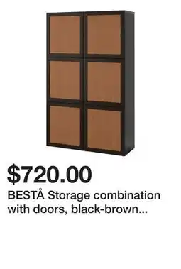 Ikea BESTÅ Storage combination with doors, black-brown Studsviken/dark-brown woven poplar offer