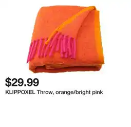 Ikea KLIPPOXEL Throw, orange/bright pink offer
