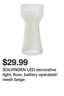 Ikea SOLVINDEN LED decorative light, floor, battery operated/mesh beige offer
