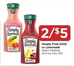 Food 4 Less Simply Fruit Drink or Lemonade offer