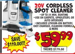 Ollie's HART 20V CORDLESS SPOT CLEANER offer