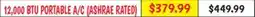 Ollie's 12,000 BTU PORTABLE A/C (ASHRAE RATED) offer