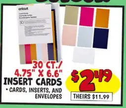 Ollie's cricut 30 CT./ 4.75 X 6.6 INSERT CARDS offer