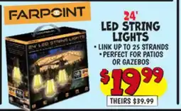 Ollie's FARPOINT 24' LED STRING LIGHTS offer