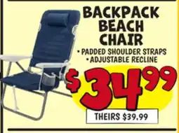 Ollie's BACKPACK BEACH CHAIR offer