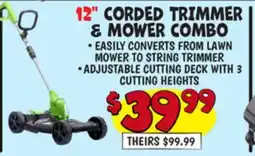 Ollie's 12 CORDED TRIMMER & MOWER COMBO offer