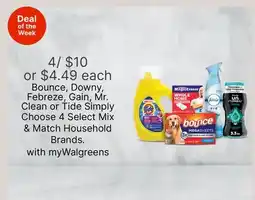 Walgreens Bounce, Downy, Febreze, Gain, Mr. Clean or Tide Simply offer