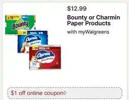 Walgreens Bounty or Charmin Paper Products offer