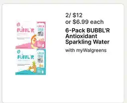 Walgreens 6-Pack BUBBL'R Antioxidant Sparkling Water offer